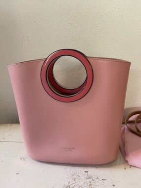kate spade Pink and Tan Tote with Circular Top Handles